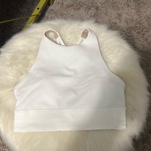 Lululemon White High Energy High Neck Sports Bra